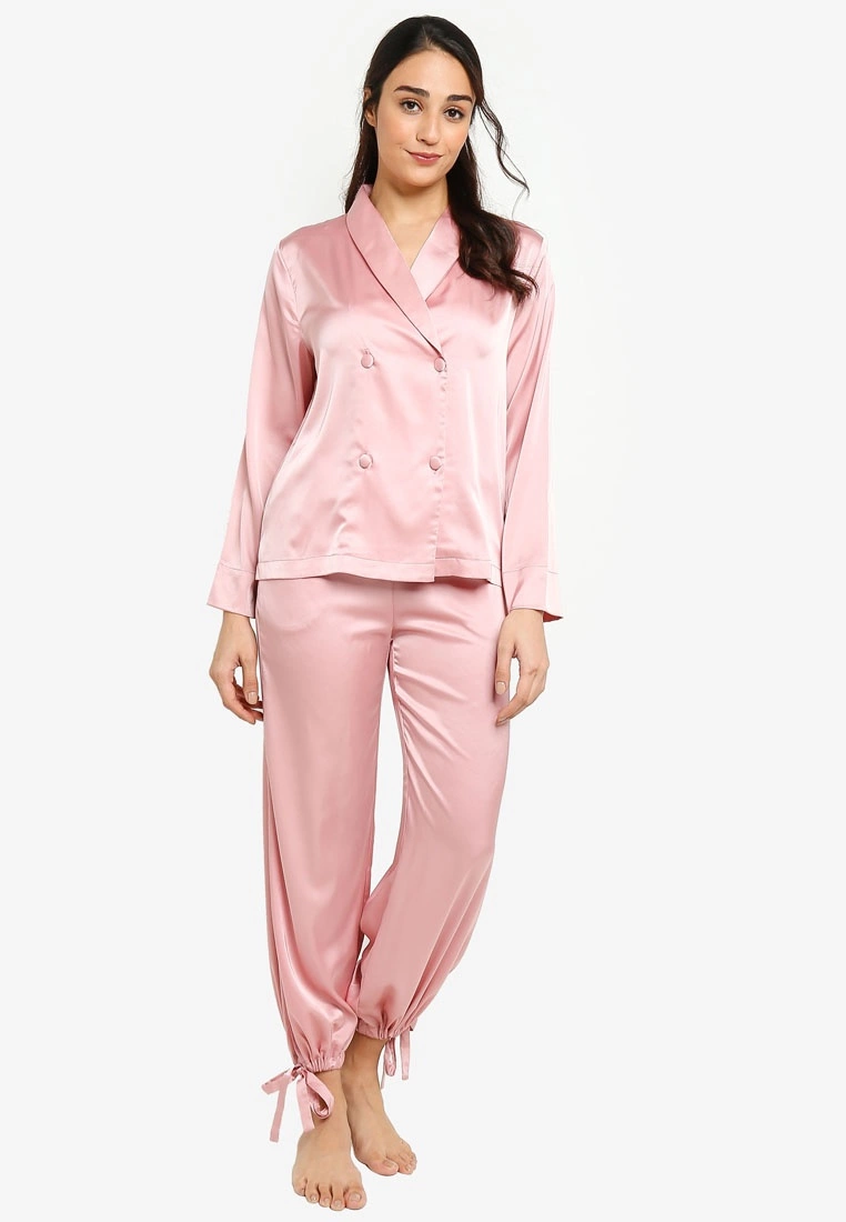 ZALORA BASICS Lounge Tie Cuff Satin Pants - Billede 4