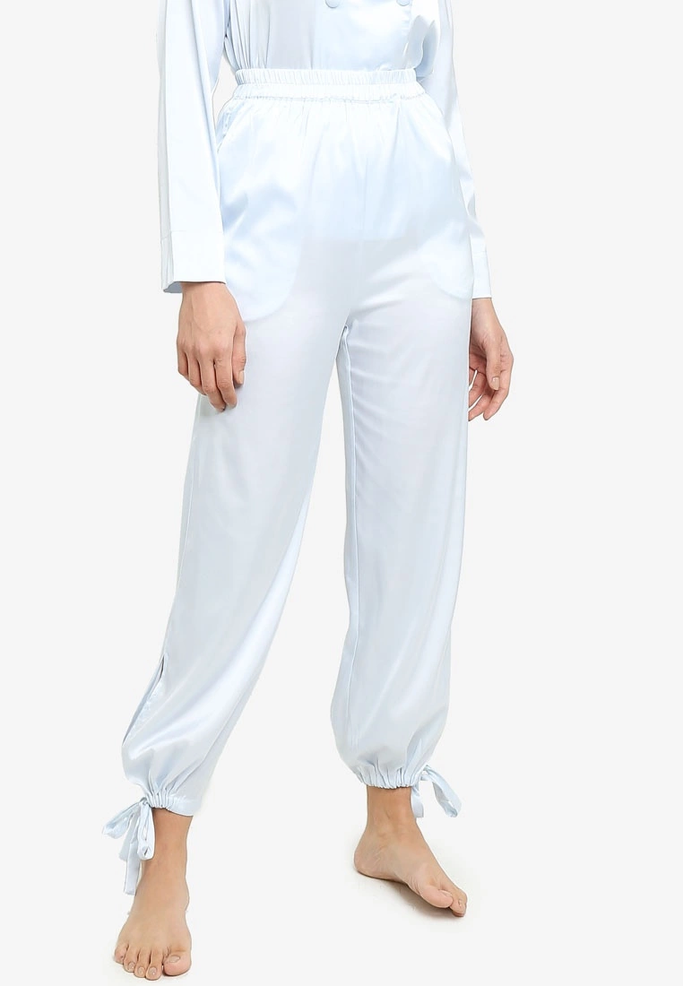 ZALORA BASICS Lounge Tie Cuff Satin Pants