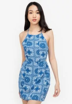 ZALORA BASICS Tie Back Halter Mini Dress