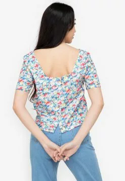 ZALORA BASICS 100% Recycled Polyester Button Back Top