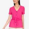 ZALORA BASICS Rolled Sleeve Boxy Blouse With Self Tie