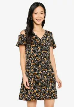 ZALORA BASICS V-Neck Cold Shoulder Dress