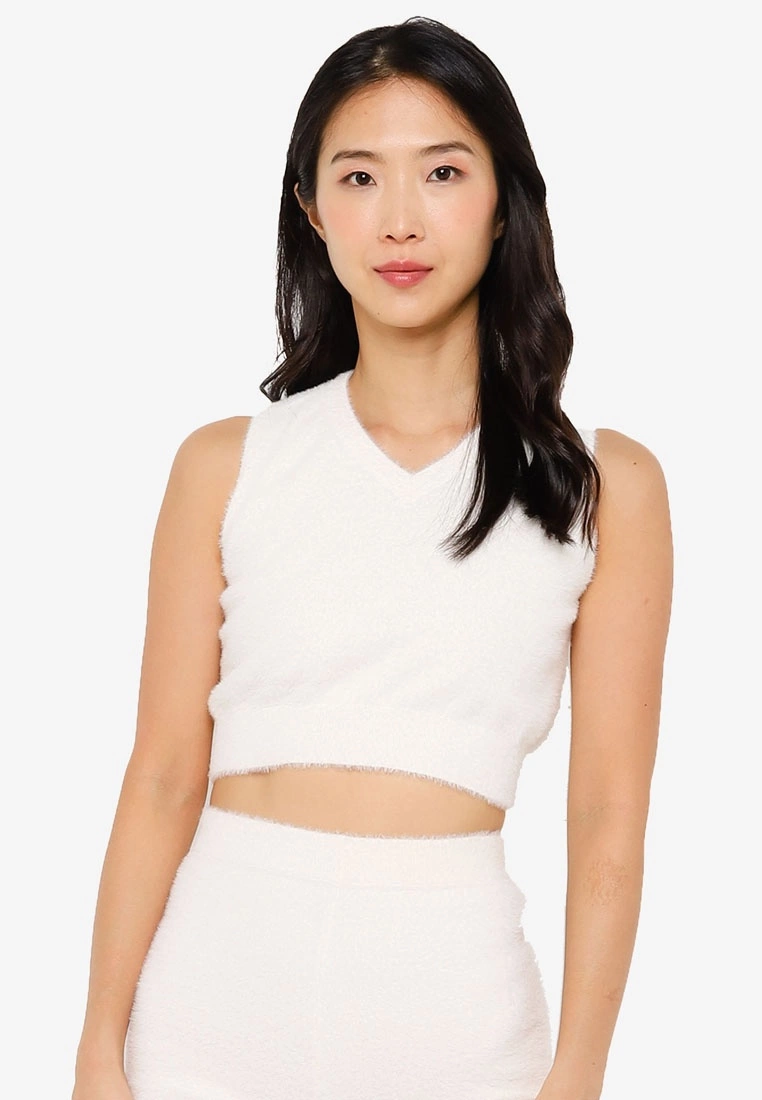 ZALORA BASICS Lounge Fluffy Tank Top