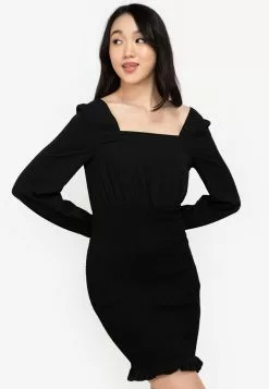 ZALORA BASICS 100% Recycled Polyester Smocked Dress