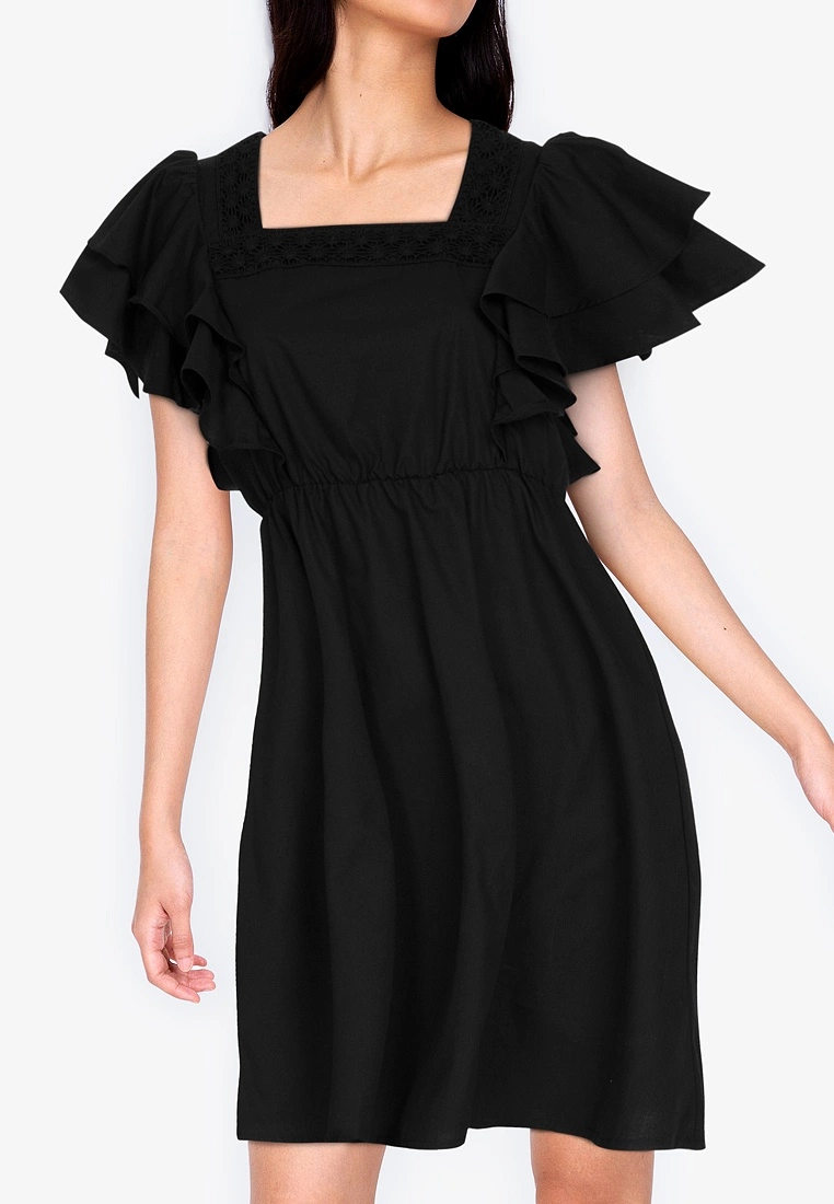 ZALORA BASICS Layered Sleeve Square Neck Mini Dress - Billede 3