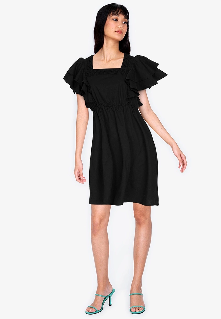 ZALORA BASICS Layered Sleeve Square Neck Mini Dress - Billede 4