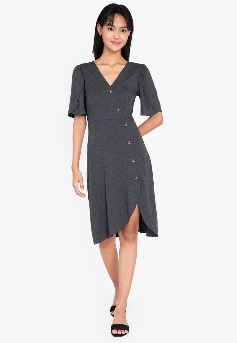 ZALORA BASICS Tulip Sleeves Asymmetric Tea Dress - Billede 5
