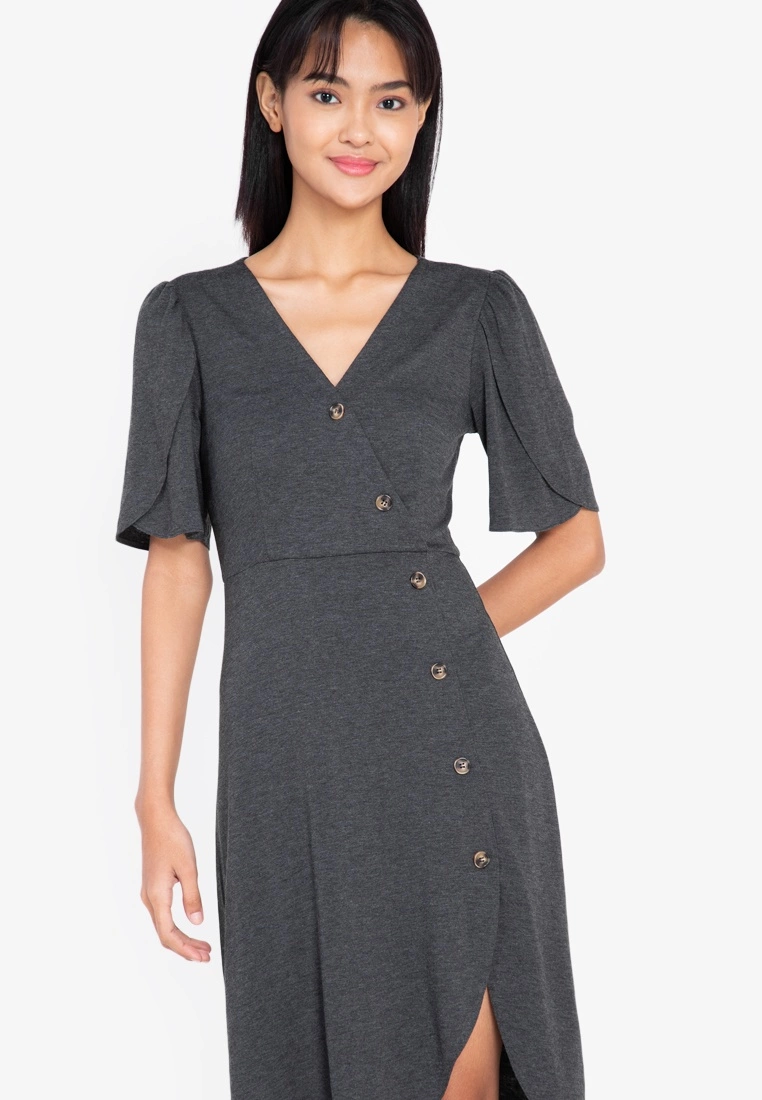 ZALORA BASICS Tulip Sleeves Asymmetric Tea Dress - Billede 7