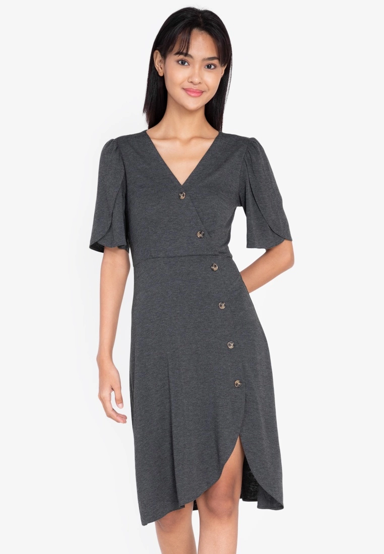 ZALORA BASICS Tulip Sleeves Asymmetric Tea Dress - Billede 8