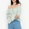 ZALORA BASICS Flare Cuff Smocked Waist Top