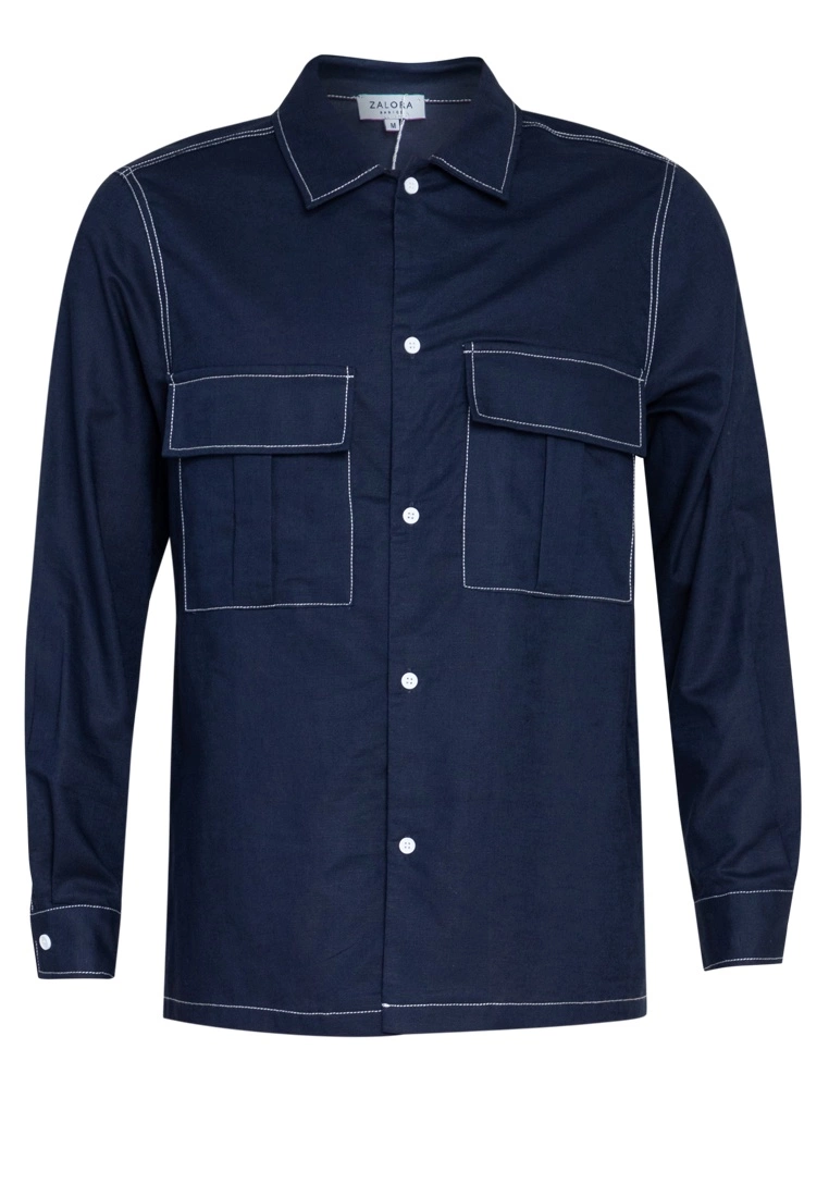 ZALORA BASICS Linen Blend Velcro Pocket Shirt - Billede 5