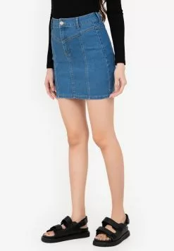 ZALORA BASICS Stitch Detail Denim Skirt