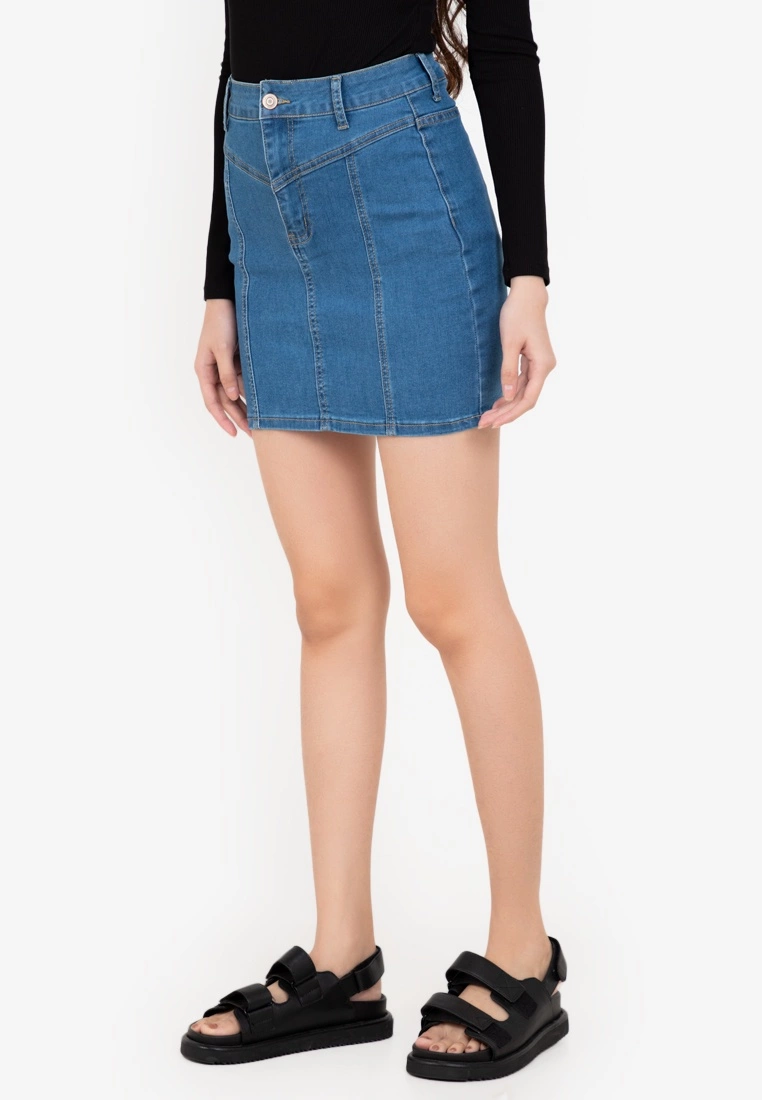 ZALORA BASICS Stitch Detail Denim Skirt