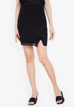 ZALORA BASICS Lace Trim Mini Skirt