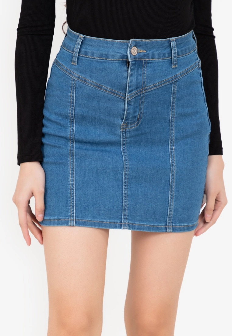 ZALORA BASICS Stitch Detail Denim Skirt - Billede 3