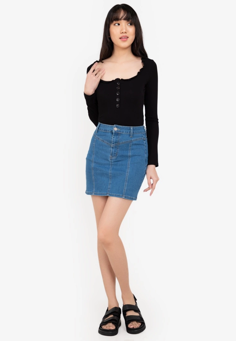 ZALORA BASICS Stitch Detail Denim Skirt - Billede 4
