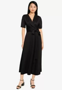 ZALORA BASICS Cross Tie Front Midi Dress