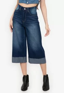 ZALORA BASICS Cuffed Denim Culottes
