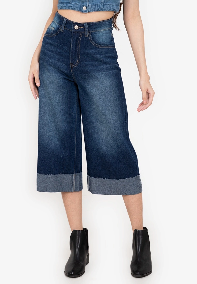 ZALORA BASICS Cuffed Denim Culottes