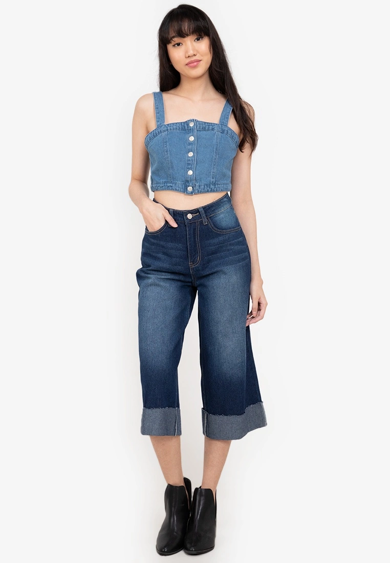 ZALORA BASICS Cuffed Denim Culottes - Billede 4