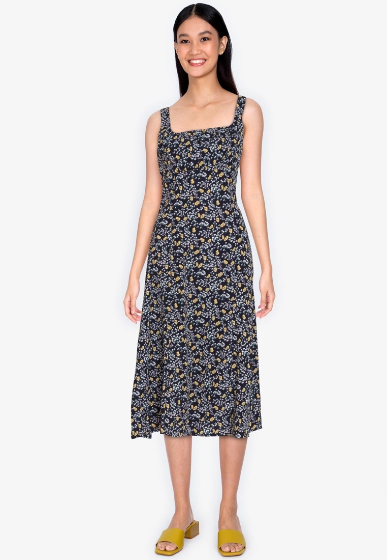 ZALORA BASICS Square Neck Midi Dress