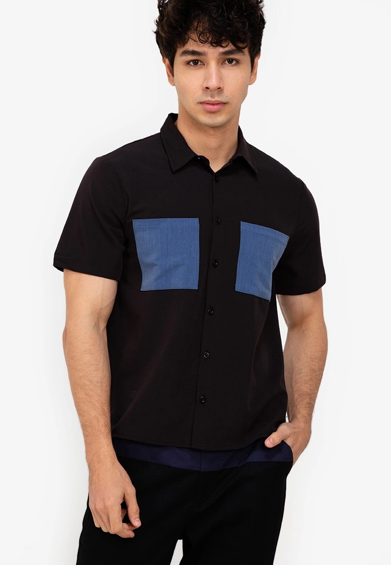 ZALORA BASICS Colour Block Pocket Denim Shirt - Billede 3