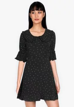 ZALORA BASICS Oversized Collar Dress with Frills