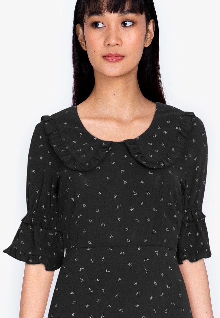 ZALORA BASICS Oversized Collar Dress with Frills - Billede 3