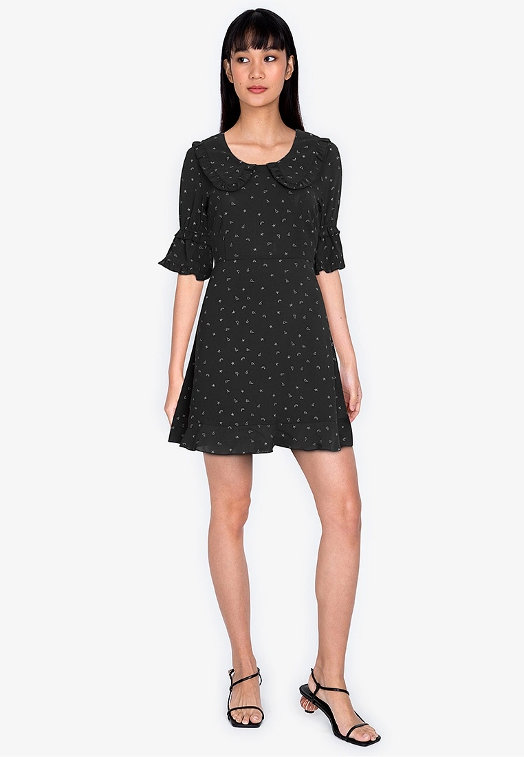 ZALORA BASICS Oversized Collar Dress with Frills - Billede 4
