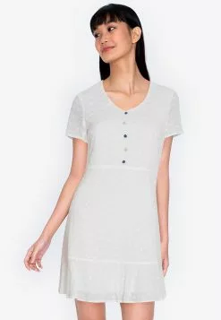 ZALORA BASICS V Neck Eyelet Dress