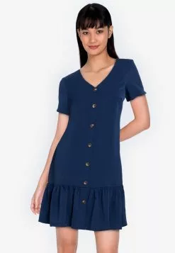 ZALORA BASICS Short Sleeves Fluted Hem Dress