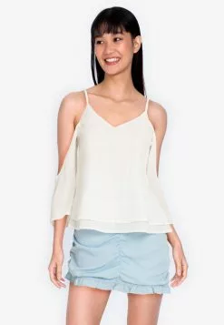 ZALORA BASICS Double Layer Cold Shoulder Top