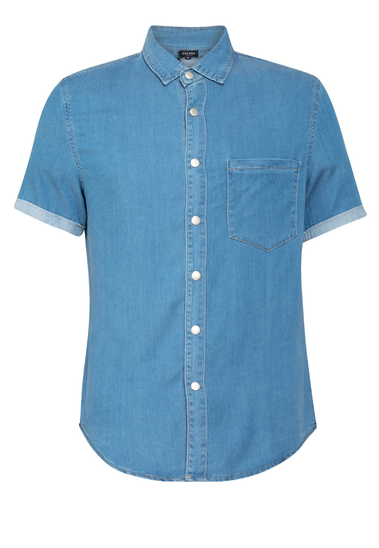 ZALORA BASICS Fold Up Sleeve Stretch Slim Denim Shirt - Billede 5