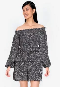 ZALORA BASICS Smocked Ruffle Layered Dress