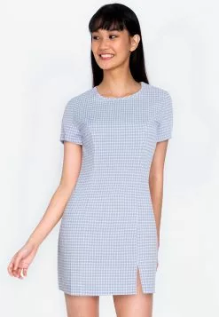 ZALORA BASICS Split Hem Gingham Dress