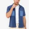ZALORA BASICS Colour Block Pocket Denim Shirt