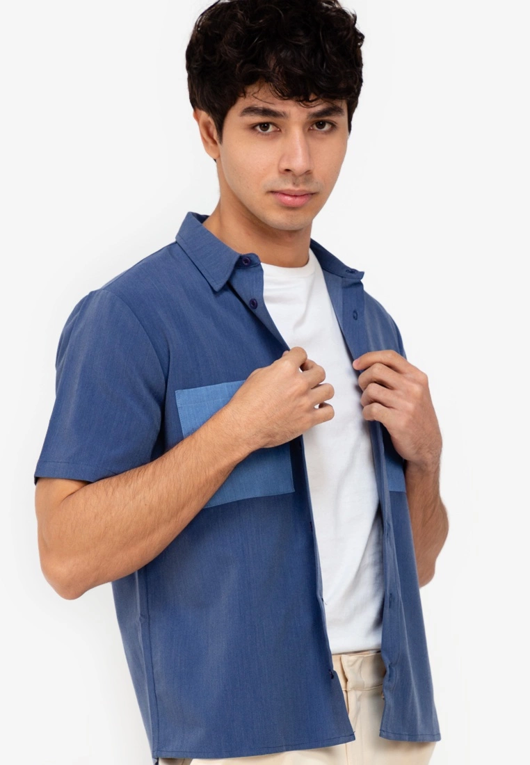 ZALORA BASICS Colour Block Pocket Denim Shirt - Billede 3