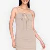 ZALORA BASICS Ribbed Tie Front Mini Dress