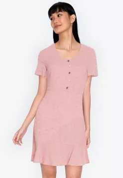 ZALORA BASICS V Neck Eyelet Dress