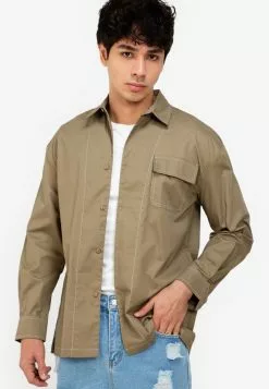 ZALORA BASICS Contrast Stitch Overshirt