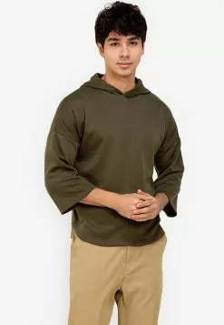 ZALORA BASICS Three Quarter Sleeve Hoodie
