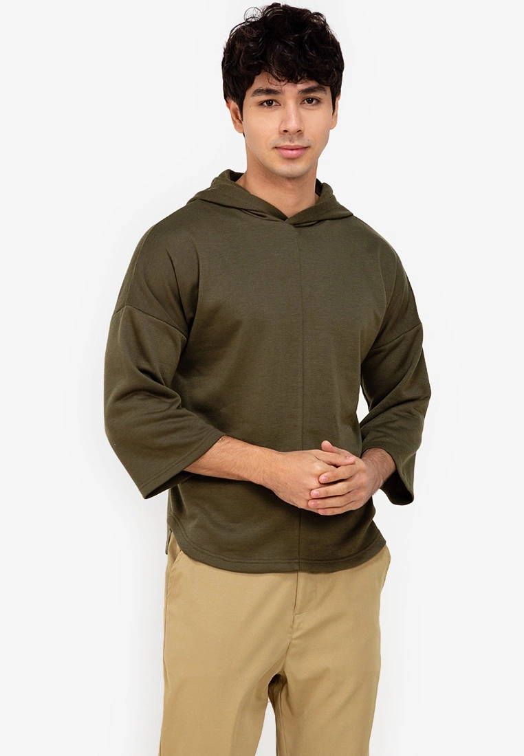 ZALORA BASICS Three Quarter Sleeve Hoodie