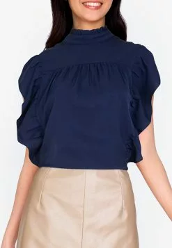 ZALORA BASICS High NeckRuffle Sleeve Blouse