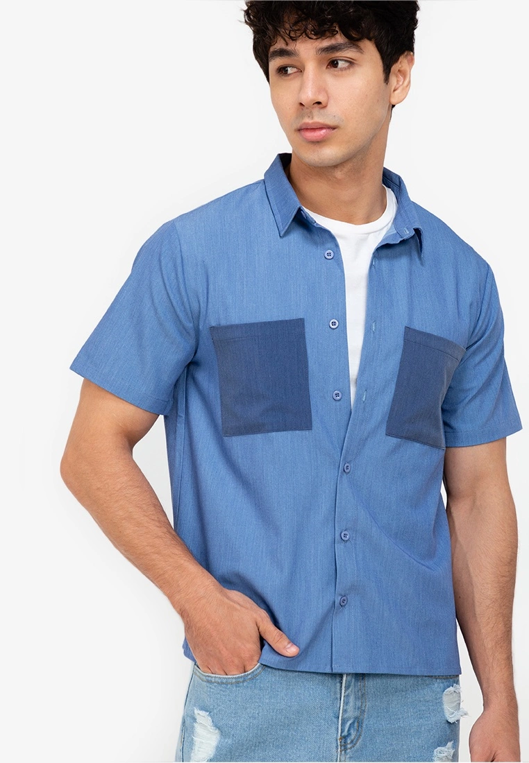 ZALORA BASICS Colour Block Pocket Denim Shirt - Billede 3