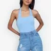 ZALORA BASICS Knit Halter Neck Crop Top