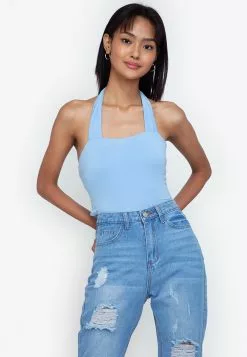 ZALORA BASICS Knit Halter Neck Crop Top