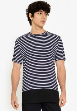 ZALORA BASICS Quarter Stripes T-Shirt