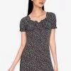 ZALORA BASICS Button Front Puff Sleeve Mini Dress