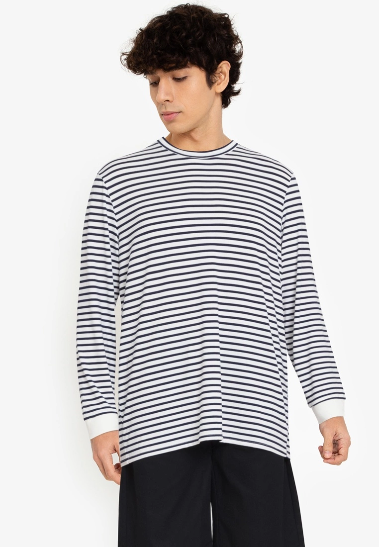 ZALORA BASICS Striped Long-Sleeve T-Shirt