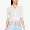 ZALORA BASICS Short Sleeve Cropped Shirt